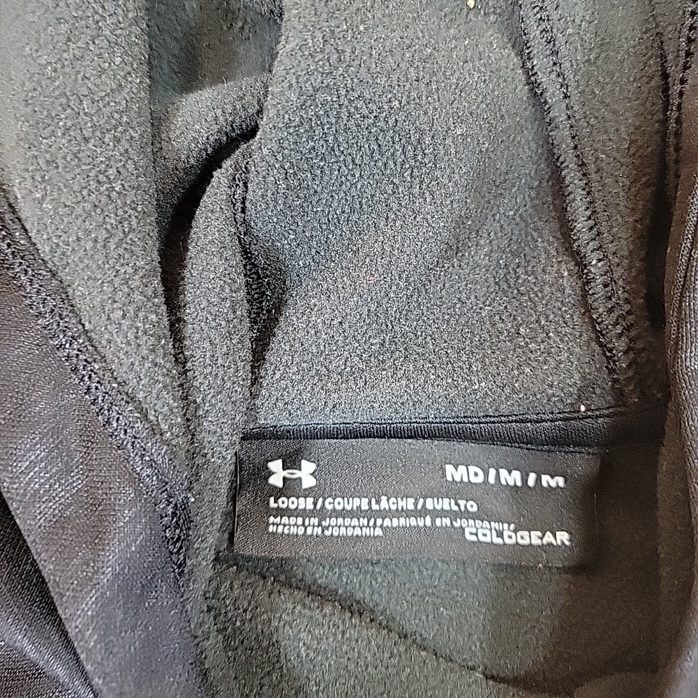 Under Armour ColdGear Hoodie Womens Medium Black Loose Fit Pullover Logo Sweatsh - Picture 3 of 10